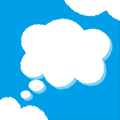 ちぎり絵のようにジワジワ滲んだラフなアウトラインの白い雲のようなフキダシ・フレームシリーズ。セリフや名札（ネーム）やワッペンに。ベクター素