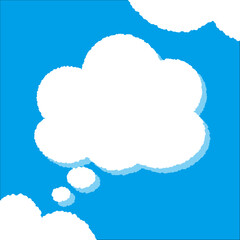 ちぎり絵のようにジワジワ滲んだラフなアウトラインの白い雲のようなフキダシ・フレームシリーズ。セリフや名札（ネーム）やワッペンに。ベクター素