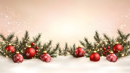 Festive Christmas Ornament Border Snow Winter