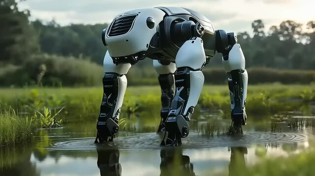 Quadrupedal Robot in a tranquil natural environment