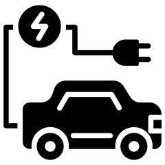 Electric Car Glyph Icon