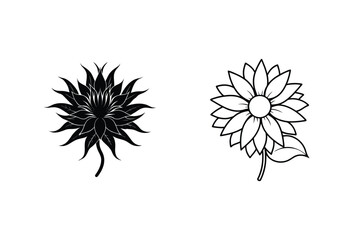 Black And White Sunflower Line Art Design Elements For Creative Projects