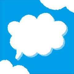 ちぎり絵のようにジワジワ滲んだラフなアウトラインの白い雲のようなフキダシ・フレームシリーズ。セリフや名札（ネーム）やワッペンに。ベクター素