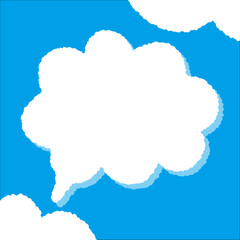 ちぎり絵のようにジワジワ滲んだラフなアウトラインの白い雲のようなフキダシ・フレームシリーズ。セリフや名札（ネーム）やワッペンに。ベクター素