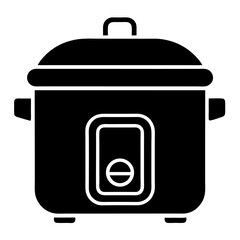 Black Electric Steamer Icon – Vector Silhouette on White Background.