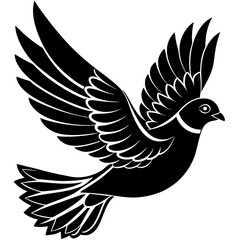Fototapeta premium vector silhouette of a flying pigeon,