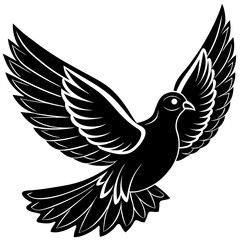 Fototapeta premium vector silhouette of a flying pigeon,