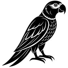 Obraz premium vector silhouette of a parrot with a curved beak, perched, minimal vector art 