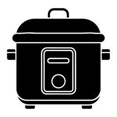 Electric Food Steamer Silhouette Vector Icon – White Background Design.