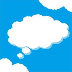 ちぎり絵のようにジワジワ滲んだラフなアウトラインの白い雲のようなフキダシ・フレームシリーズ。セリフや名札（ネーム）やワッペンに。ベクター素