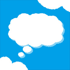 ちぎり絵のようにジワジワ滲んだラフなアウトラインの白い雲のようなフキダシ・フレームシリーズ。セリフや名札（ネーム）やワッペンに。ベクター素