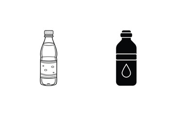 Vector Graphics Of Water Bottle Icons In Black And White Outline Style