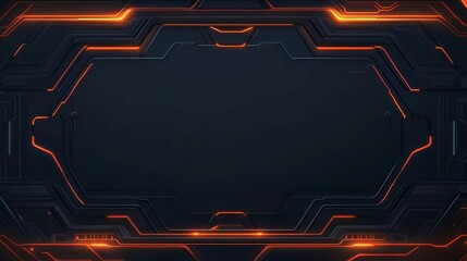 Abstract Technology Background - Dark background with glowing orange lines forming a futuristic, technological design. Perfect for presentations or websites