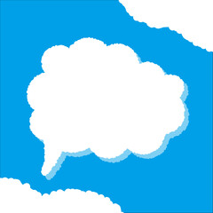 ちぎり絵のようにジワジワ滲んだラフなアウトラインの白い雲のようなフキダシ・フレームシリーズ。セリフや名札（ネーム）やワッペンに。ベクター素