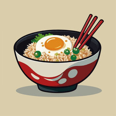 bowl of rice with chopsticks