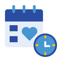 Calendar, heart, and clock icon, perfect for scheduling events.