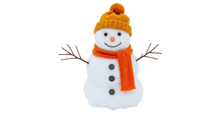 Isolated Smiling Snowman with Scarf and Hat