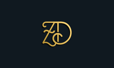 Luxury fashion initial letter ZD logo.