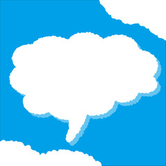 ちぎり絵のようにジワジワ滲んだラフなアウトラインの白い雲のようなフキダシ・フレームシリーズ。セリフや名札（ネーム）やワッペンに。ベクター素