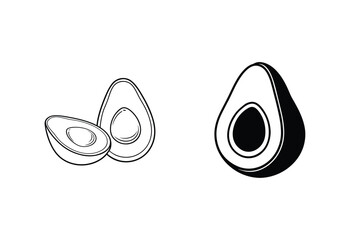 Black And White Avocado Illustration Healthy Eating Concept For Organic Lifestyle