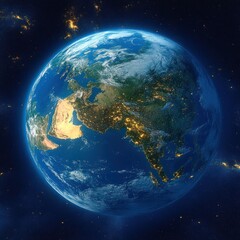 Obraz premium Satellite View of Europe and Surrounding Continents from Space