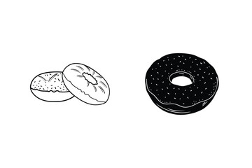 Monochrome Donut Vector Illustration Perfect For Food And Bakery Themed Designs