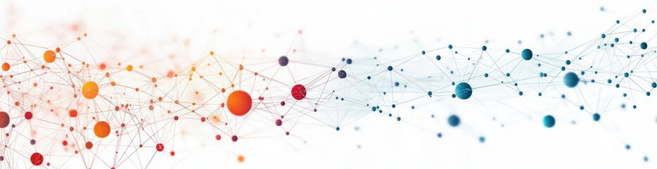 Geometric Abstract Background with Colorful Nodes and Connecting Lines for Digital Technology and Network Connection