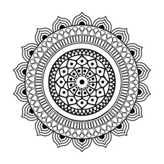 Round Lace Ornamental Frame with Floral Mandala Design