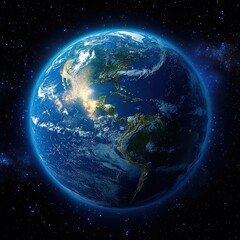Fototapeta premium Earth Globe in Space with Focus on South America and Vibrant Nature