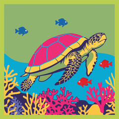 World Turtle Day Vector Designs for Marine Life Protection, Turtle Conservation, Awareness, and Eco-friendly Campaigns in Solid Colors - T-shirt, Sticker, Poster, and Social Media