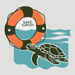 World Turtle Day Vector Designs for Marine Life Protection, Turtle Conservation, Awareness, and Eco-friendly Campaigns in Solid Colors - T-shirt, Sticker, Poster, and Social Media