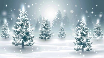 Abstract Vector: Enchanting Christmas Winter Landscape Background
