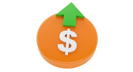 Isolated Dollar Sign with Arrow Up