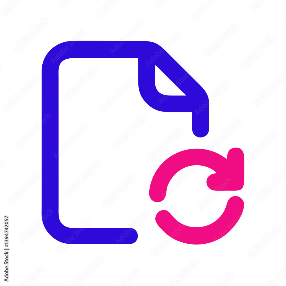 Poster file versioning icon with refresh symbol in bold colors