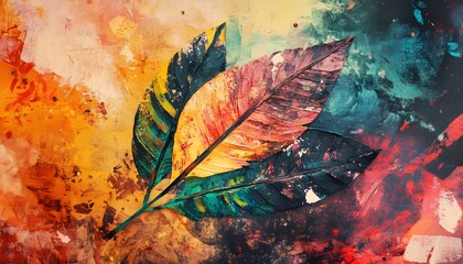 Abstract Feather Trio Painting on Canvas