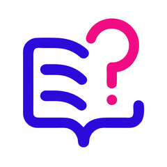 Fototapeta premium Icon of an open book with a question mark in vibrant colors 