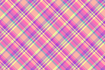 Cultural fabric pattern background, identity plaid vector tartan. Template check texture textile seamless in light and magenta colors.