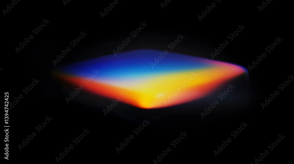Poster a gradient of colors displayed on a rectangular surface against a dark background