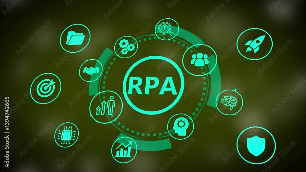 Poster rpa robotic process automation innovation technology concept. business, technology, internet and net