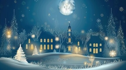 Naklejka premium Abstract Vector: Enchanting Christmas Winter Landscape Background