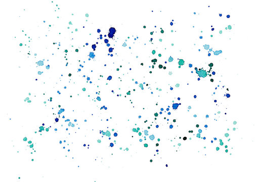 Aquarell Farbspritzer, Sprenkel in Blau und T&uuml;rkis f&uuml;r Hintergr&uuml;nde