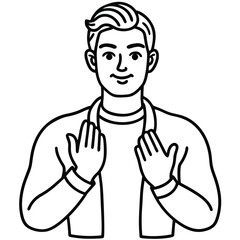 young man pointing