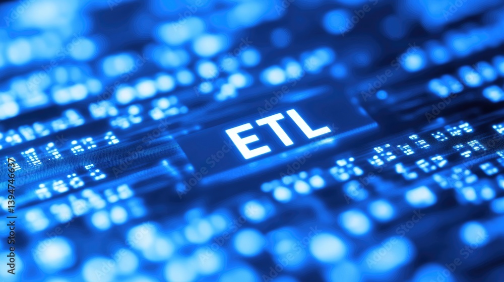 Aufkleber abstract blue digital etl technology background data processing extract transform load