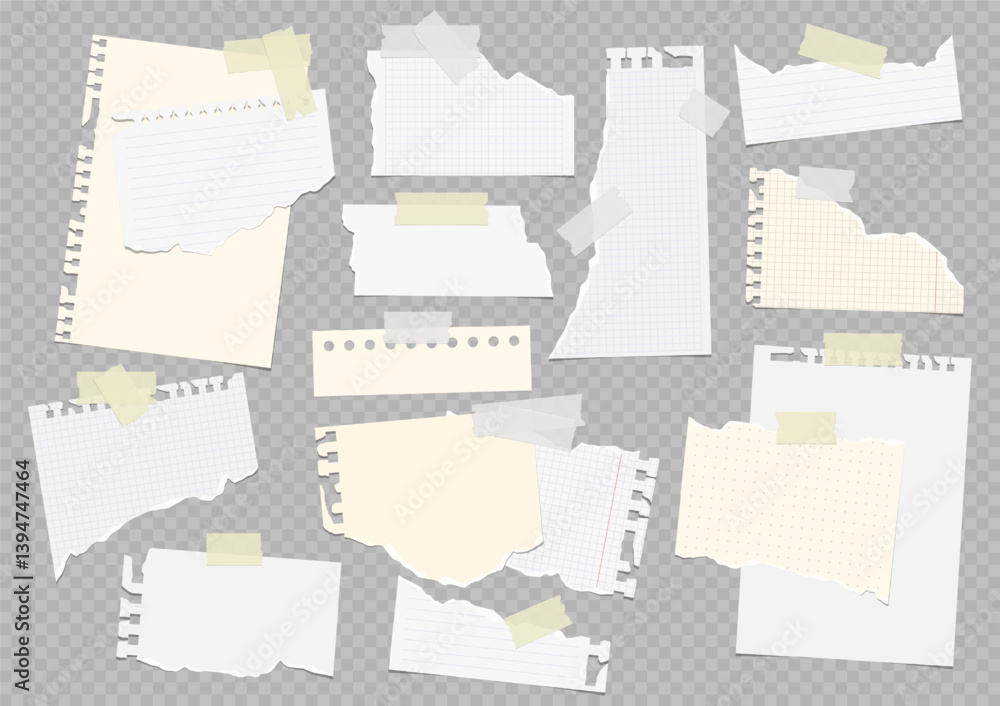 Poster vector notebook sheets attached with adhesive tape.