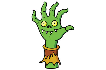 Halloween zombie hand doodle on white background