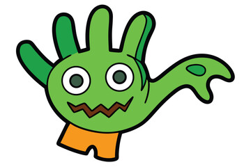 Halloween zombie hand doodle on white background