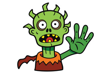 Halloween zombie hand doodle on white background