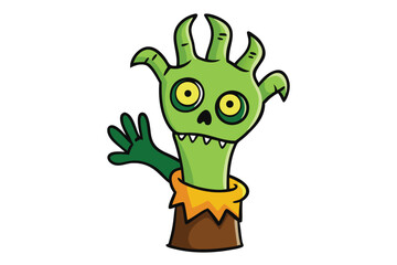 Halloween zombie hand doodle on white background