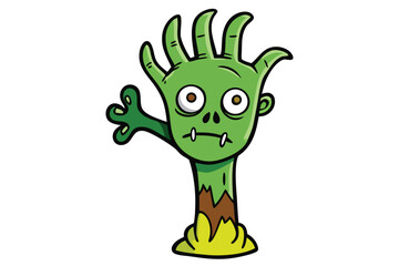 Halloween zombie hand doodle on white background