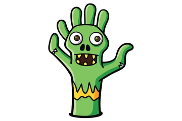 Halloween zombie hand doodle on white background